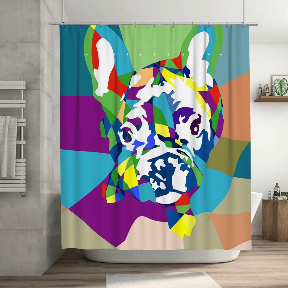Colorful Dog Print Shower Curtain Modern Abstract Art For Bathroom Decorations Size: 72 X 84 Inches (180Cm X 213Cm)