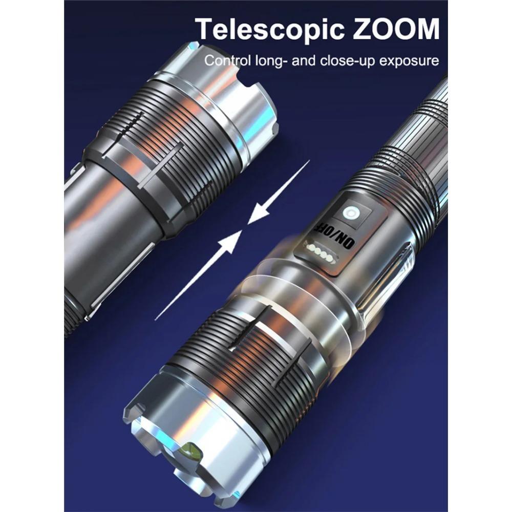 Lanterna LED XHP360 de 6000M de putere superioară, lanternă tactică reîncărcabilă Zoom 7 moduri de pescuit rezistent la apă Lanternă 26650