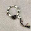 Skull Cat Handmade Bead Bracelet Ceramics Bead Cartoon Hand Ring Vintage Black Cat Bracelet  Women