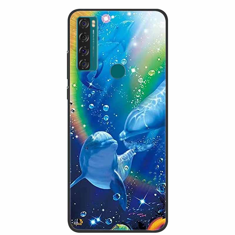 For TCL 20 SE Case Luxury Silicone TPU Soft Cover Phone Case For TCL 20 SE T671H Cartoon Funda Colourful Capa Shockproof Coque