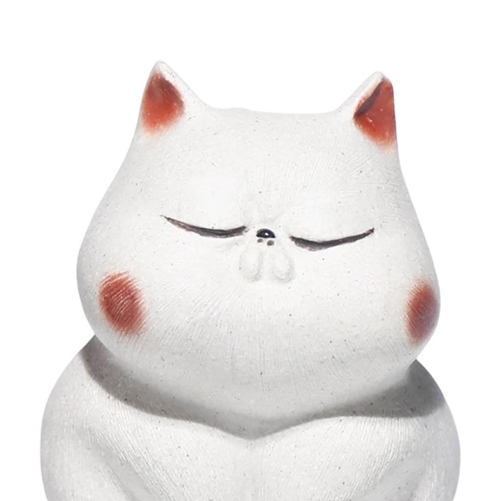 Purple Clay Cats Tea Pet Friends Gift Kitten Statue for Office Desk Tearoom