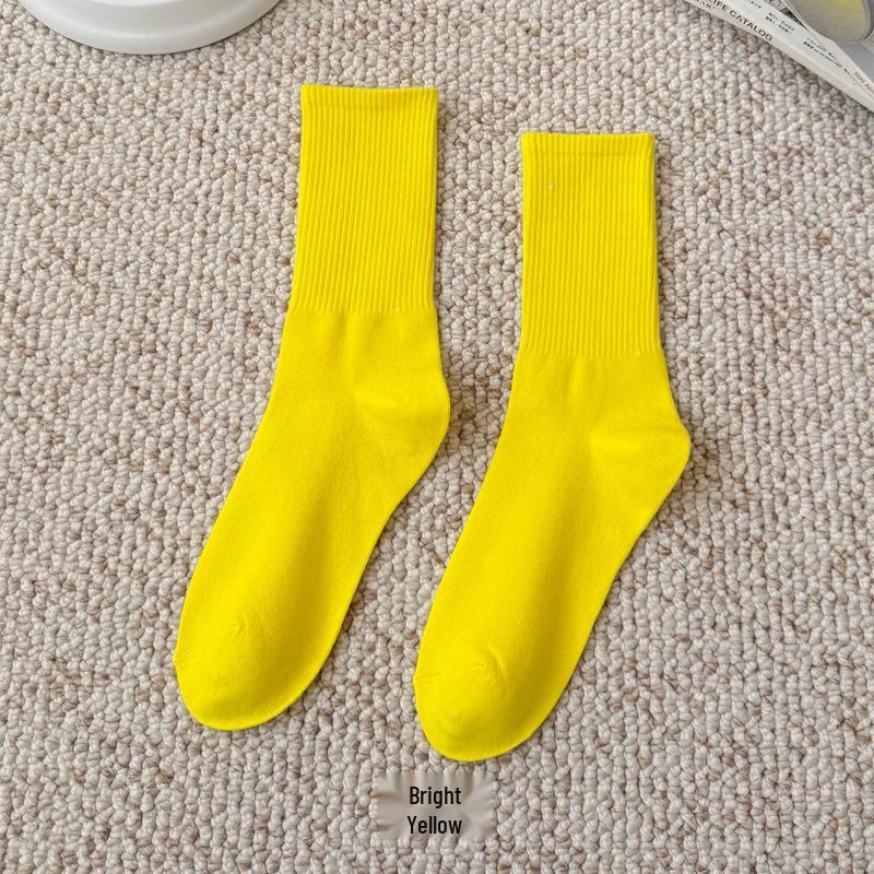 Bunte Damen Kniehohe Candy Color Scrunch Socken - Trendy, Ganzjährig, Mittelhoher Schaft, Einfache Tanz Baumwollsocken