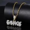 Bling Iced Out Savage Pendant Cubic Zirconia Letter Necklace for Men Women Hip Hop Rock Rap Party Jewelry