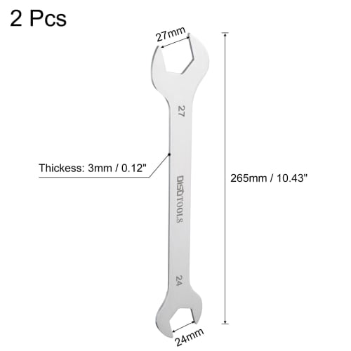 uxcell 2-Pack Thin Wrench, 24mm x 27mm, Double-Ended, Spanner Set, Thin, Double-Opening Wrench, 2 Sizes per Wrench, Short Type, Flat Wrench, Repair To