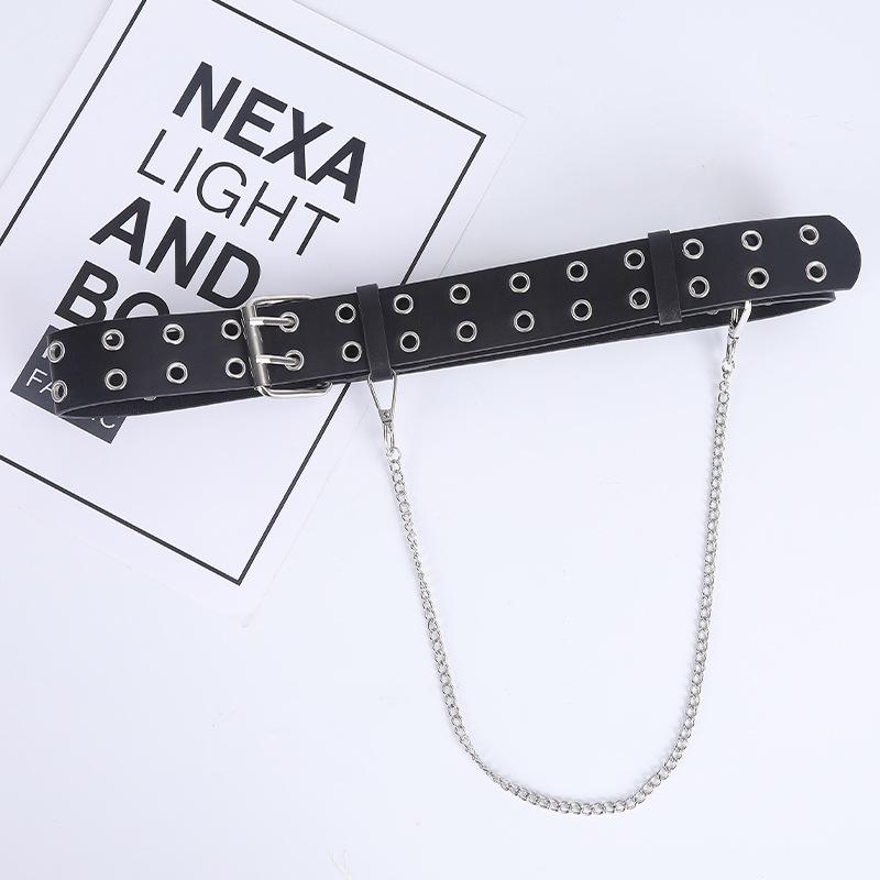 Chic Women's Double Eyelet Belt - European & American Fashion, Korean Style, Elegant All-Match Accessory