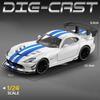 1:24 Viper Cobra Model Toy Sports Cars Alloy Diecast Sound Light Doors Opened Pull Back Exquisite Interior Collection Supercars