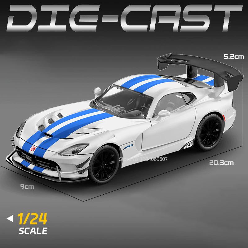 1:24 Viper Cobra Model Toy Sports Cars Alloy Diecast Sound Light Doors Opened Pull Back Exquisite Interior Collection Supercars