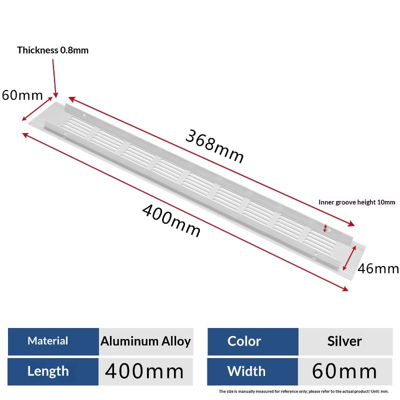 1Pcs Household Air Vent Grille Wall Ventilation Cover Wardrobe Parts 50/60/80mm*150-500mm Aluminum For Cupboard DIY Accessories