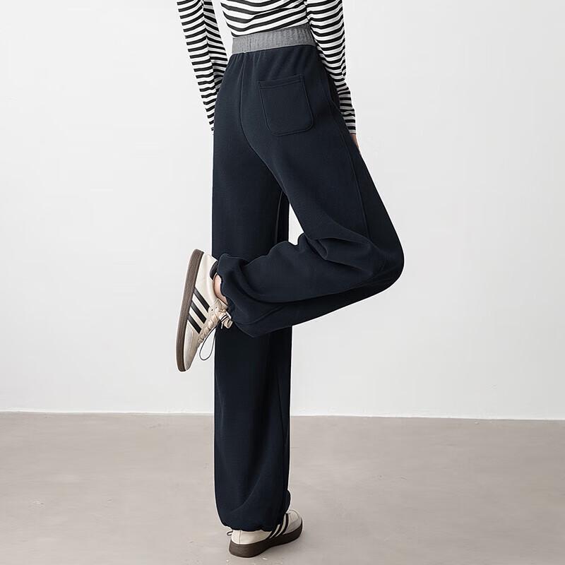 Women's Color-Block Elastic Waist Loose Wide-Leg Pants