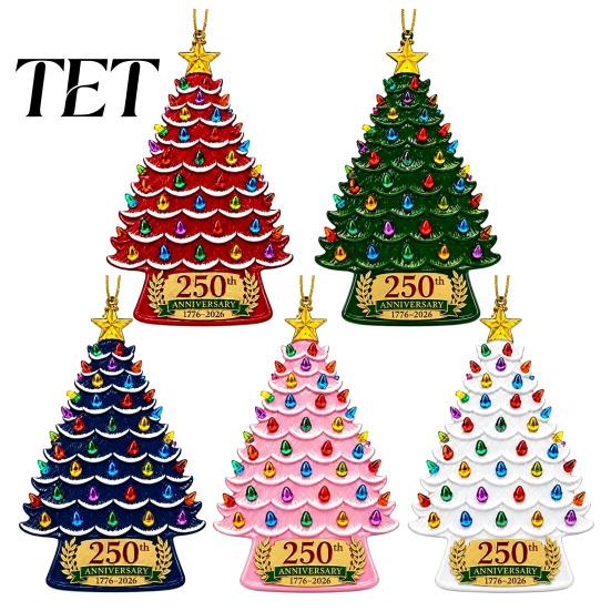 Hanging Pendant for Tree 250 Anniversary USA Christmas Ornament, 1776-2026 2D Acrylic Window Years America Decoration Patriotic Home Decor Collection