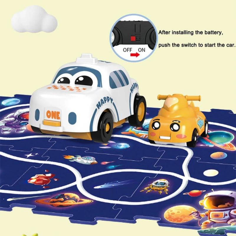 Children's DIY Puzzle Track Scene Construction Puzzle Assembly Electric Track Car Children's Early Education Toy Gift Set