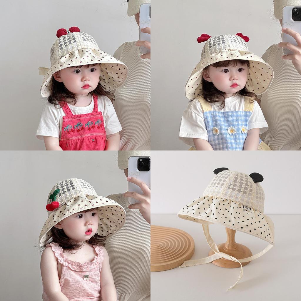Baby Summer Breathable Cotton Sun Hat With Wide Brim For Outdoor Sun Protection
