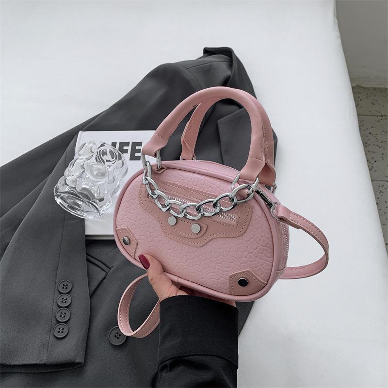 Fortschrittliche Modetasche für Damen, neue, solide PU-Sommer-Designer-Umhängetasche, vielseitige Handtasche, kleine, runde Tasche