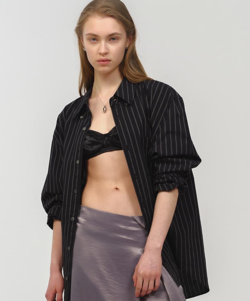MOONSUN Unisex, Quiet Stripe Shirt / Black