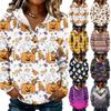 Sweat à capuche boutonné mode pour femme avec imprimé Halloween Pull pour un usage quotidien décontracté