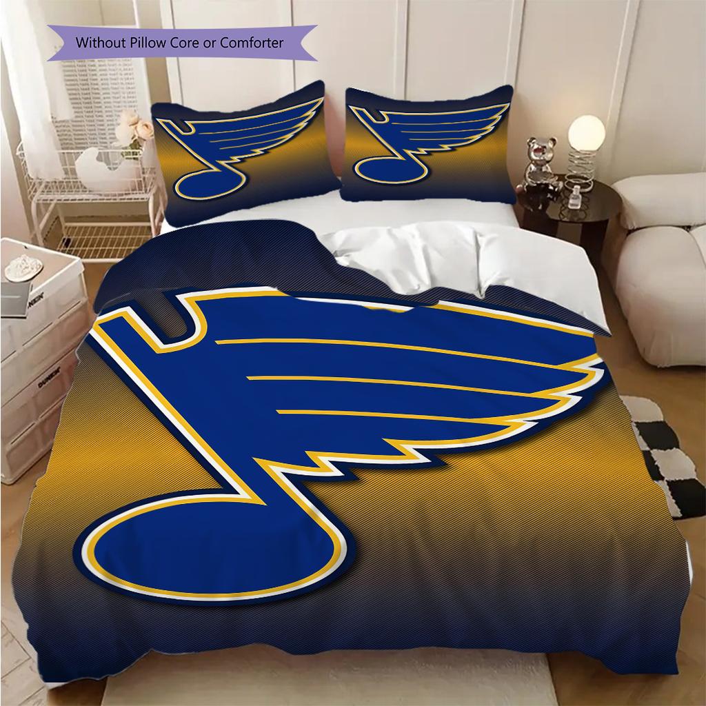 St. Louis Blues Pattern Bedding Quilt Set Quilt Cover Pillowcase Home Decoration Birthday Gift (1 * duvet cover + 2 * pillowcase, without core)
