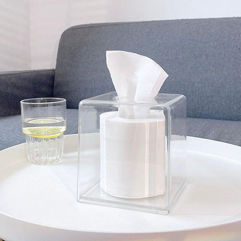 

1 шт. Прозрачная коробка для салфеток для настольного использования, контейнер для рулонной бумаги для ванной комнаты, подходит для кухни и дома чистый