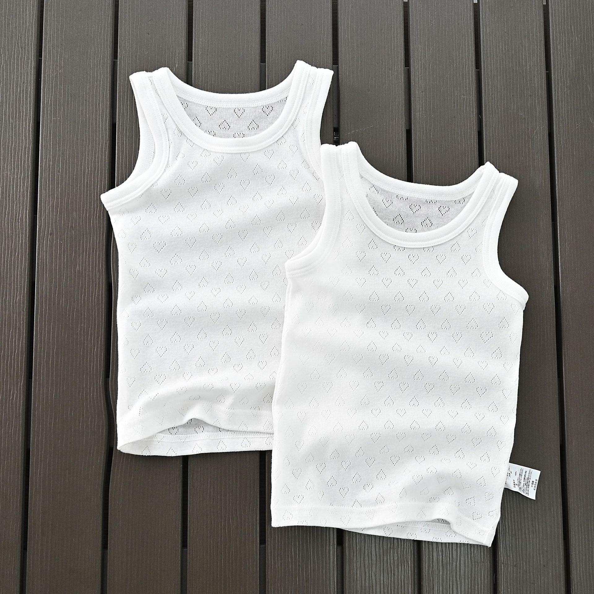 

Японская сетчатая хлопковая ажурная белая детская жилетка - впитывающая пот майка для мальчиков 130