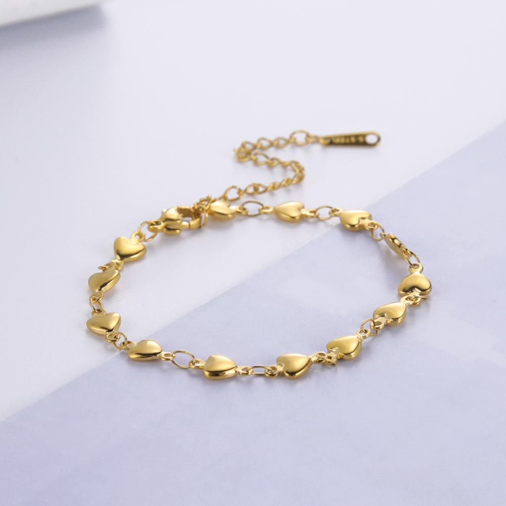 Gold Heart Chain Bracelet for Women Stainless Steel Adjustable Bracelets Summer Jewelry