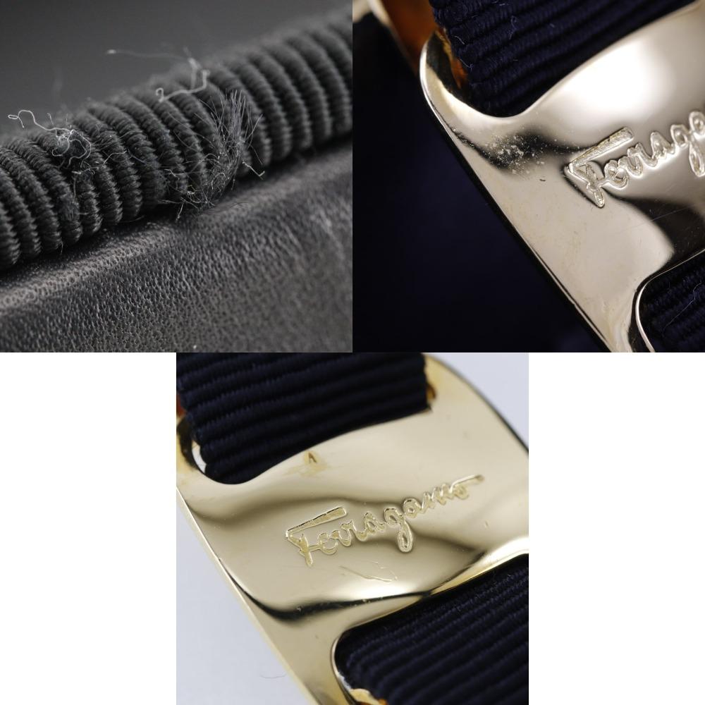 Salvatore Ferragamo Vala Chain Handbag AU-21 5251 Black Canvas Women Used