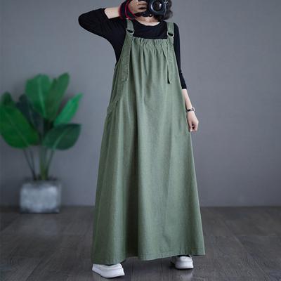 Women's Denim Overall Dress Loose Sleeveless Boho Jean Jumper Dress
