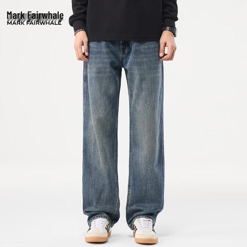 Mark Fairwhale Men's Washed Loose Straight-Leg Jeans