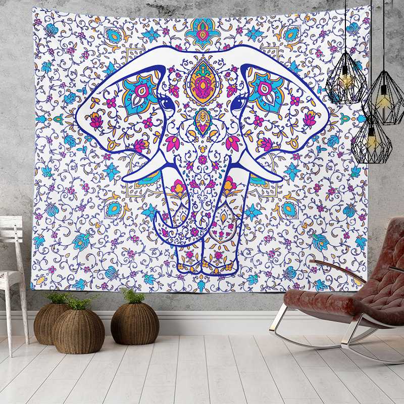 Kjøp Mandala Elephant Wall Hanging Tapestry Bohemian Macrame Wall Blanket Cloth Wandkleed Home