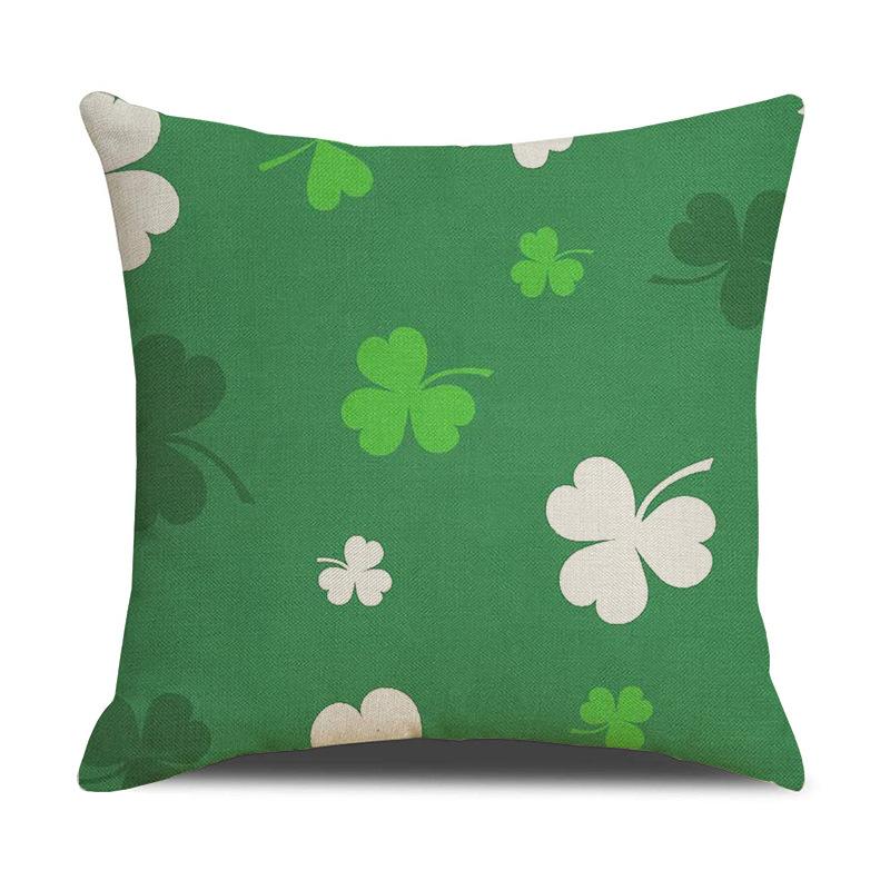 St. PASCAL's Day Four-leaf Clover Pillow Waist-leaning Ins Green Plant Sofa Pillow Cushion Cover