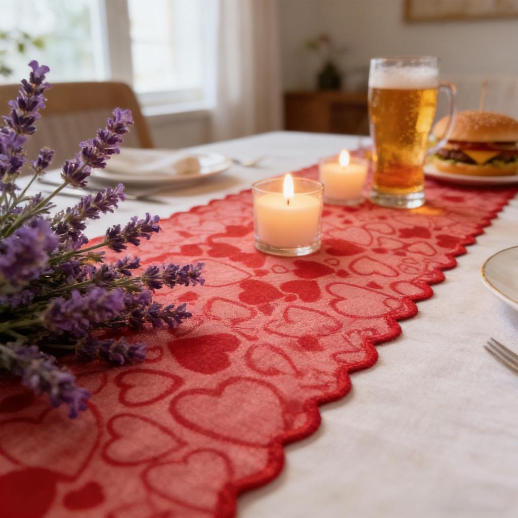 Valentine's Day Decorations, Heart Lace Tablecloth, For Banquets, Engagements, Weddings, Home Dining Table