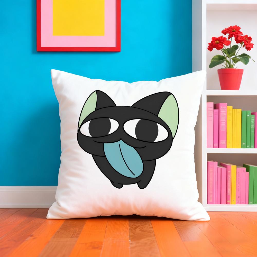 Cartoon Little Black Cat Cute Pillow Case Pillow Case Plush Fabric Soft Double Sided Print Home Sofa High Quality Cushion