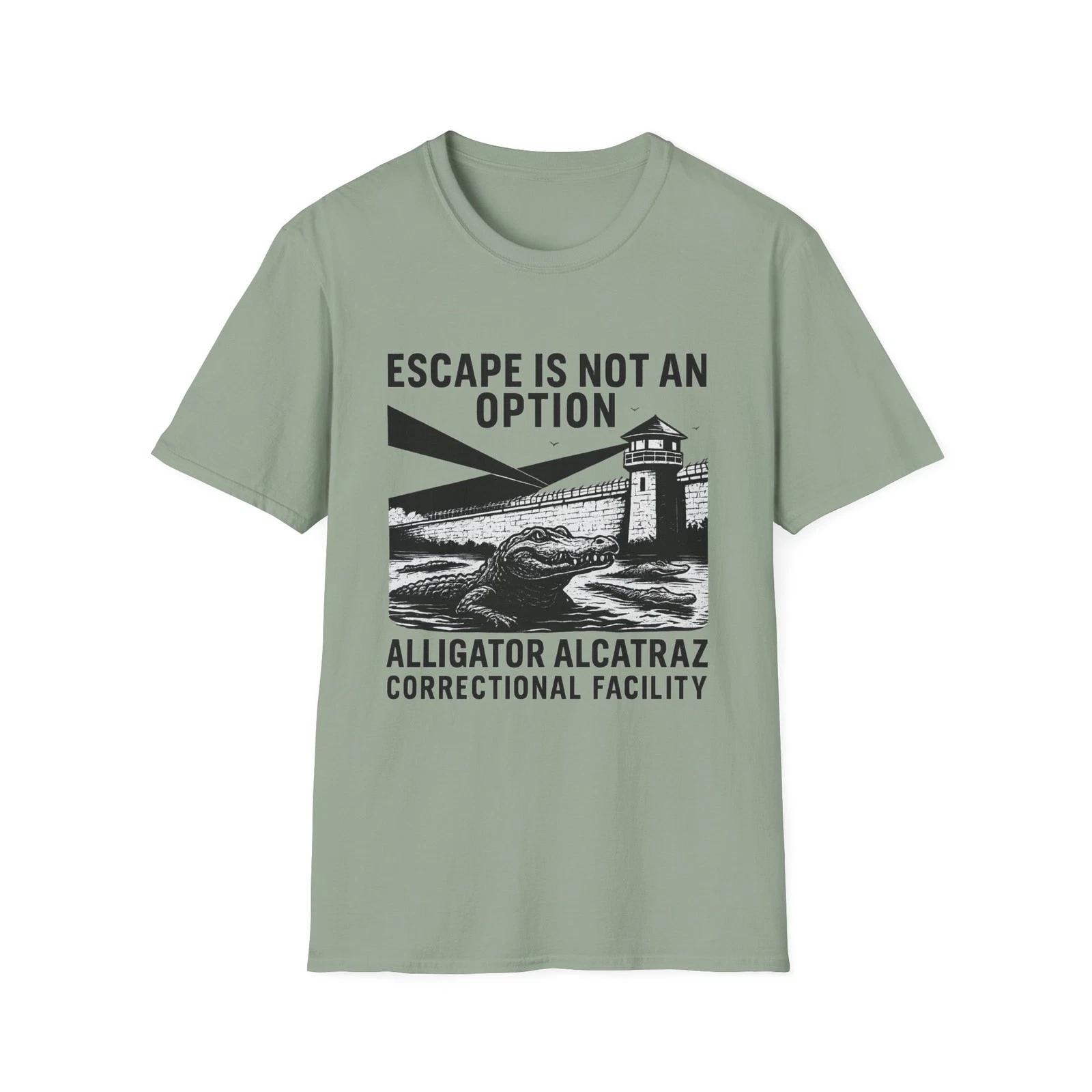 Escape is Not an Option Softstyle T-Shirt, Graphic Tee, Alligator Alcatraz Shirt 3XL