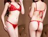 Sexy Women Lace Bra + T Pants Underwear Lady G-String Open Crotch Sleepwear