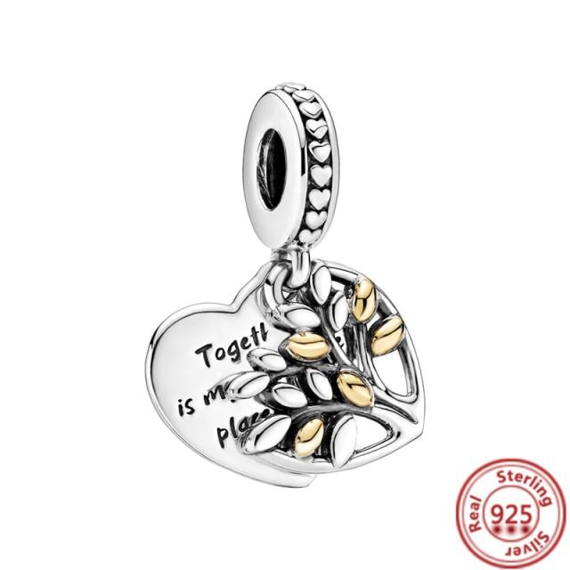 925 Silver Love Collection Beaded Pendant Charm Accessory Bracelet Women 'S Diy Jewelry