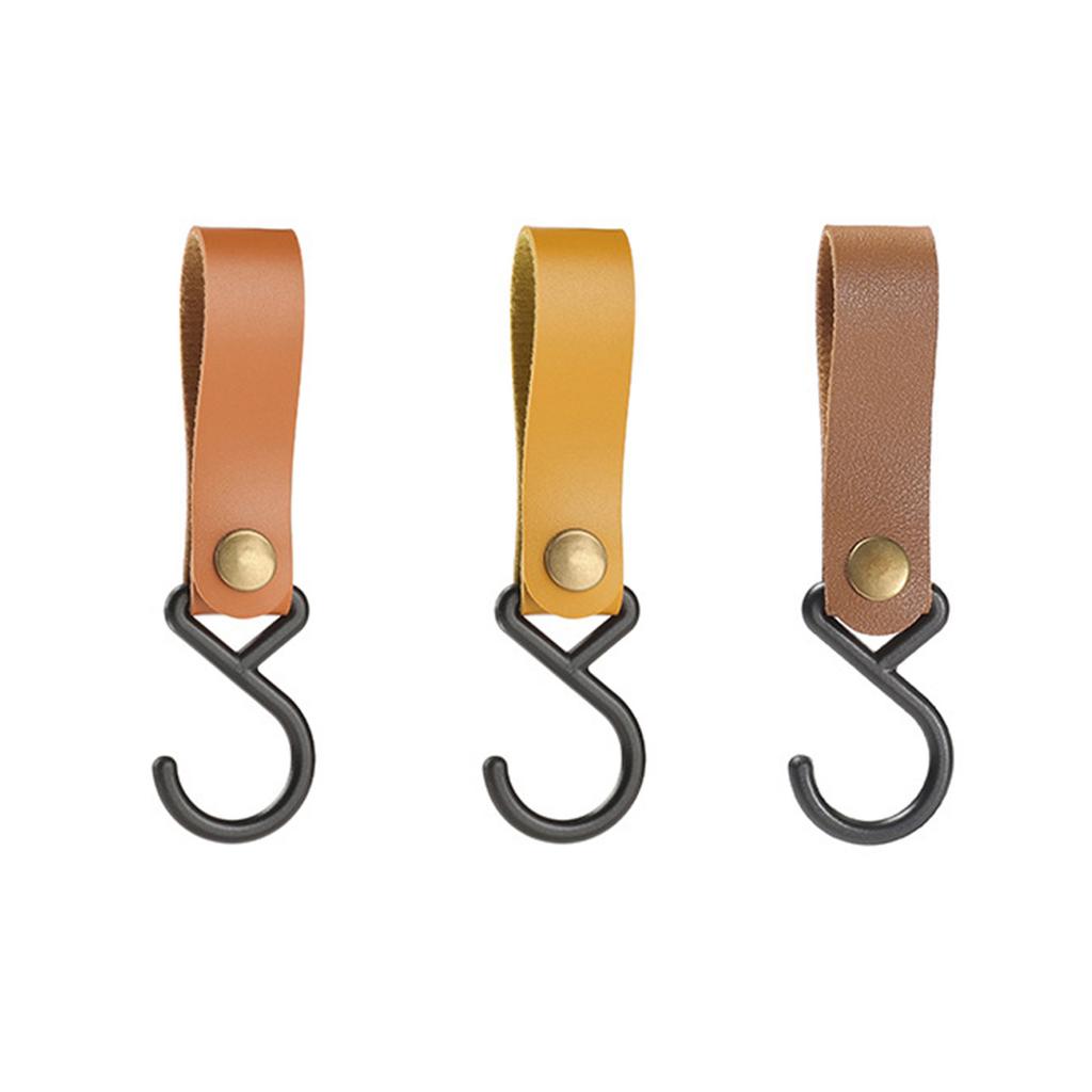 8 Pack PU Leather S Hooks No Drilling Hanging Hooks Leather Straps with Hooks Multifunctional S Hooks Set for Hanging
