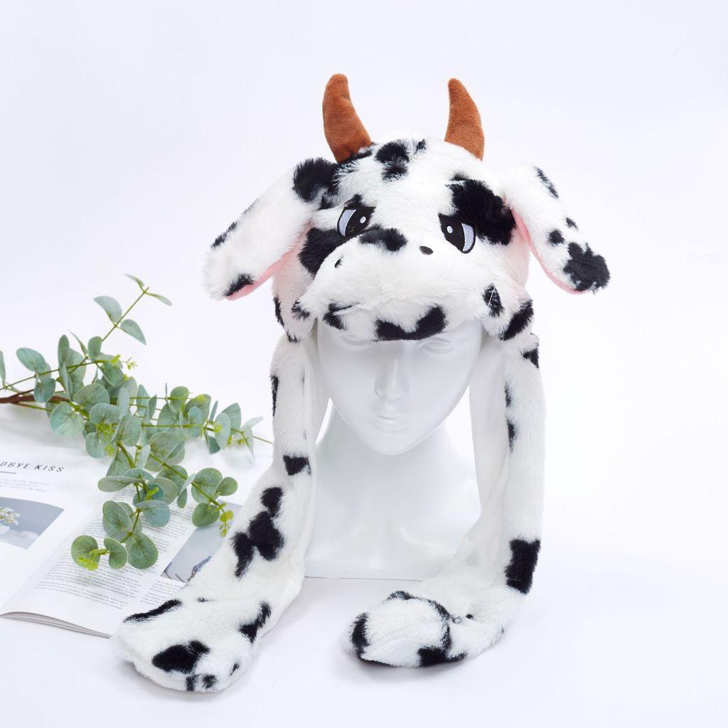 Tier-Plüschmütze mit beweglichen Ohren für Kinder und Erwachsene Niedliches Wintergeschenk