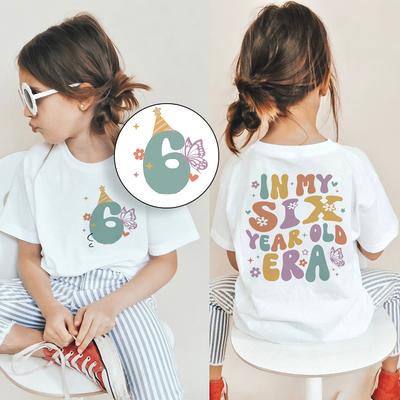 Personalisiertes Mädchen Geburtstagsshirt mit Namen Kinder 1-9 Jahre Geburtstag Party Outfit Kind Kurzarm T-Shirt Mädchen Retro T-Shirts
