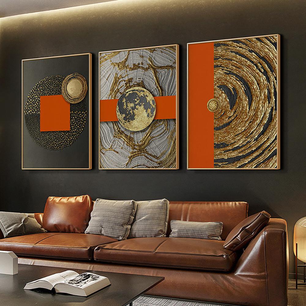 Modern Nordic Light Luxury Style Decorative Posters Abstract Gold Foil Art Canvas Painting for Home Living Room Wall Retro Photo