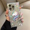Clear Square Back Tube Case Protection For iPhone 11 15 Plus 12 16 ProMax 13 14 Pro Max Anti-Oxygen,Cartoon Unicorn Pattern Casing