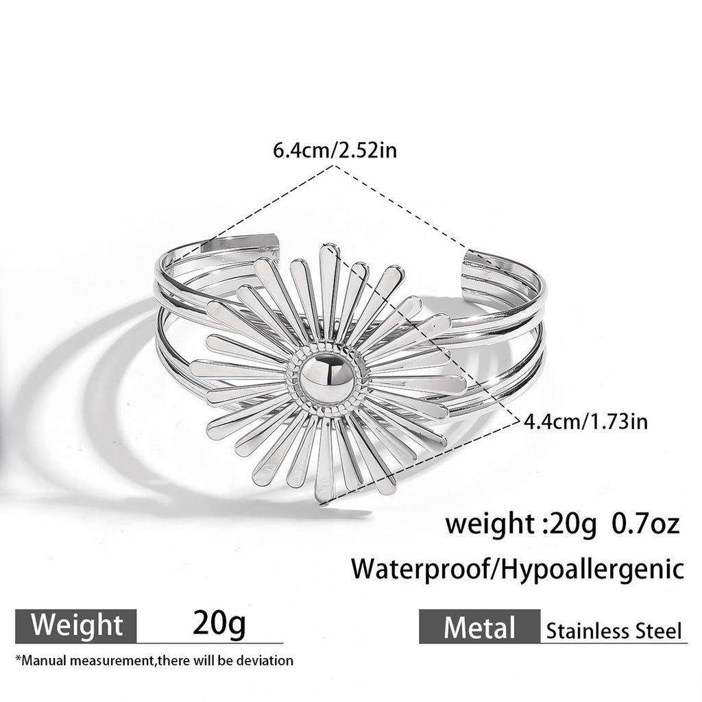 European & American Ocean Style Stainless Steel Bracelet with Starfish, Seashell, Coral Flowers, and Natural Stone Bangle Hand Jewelry.