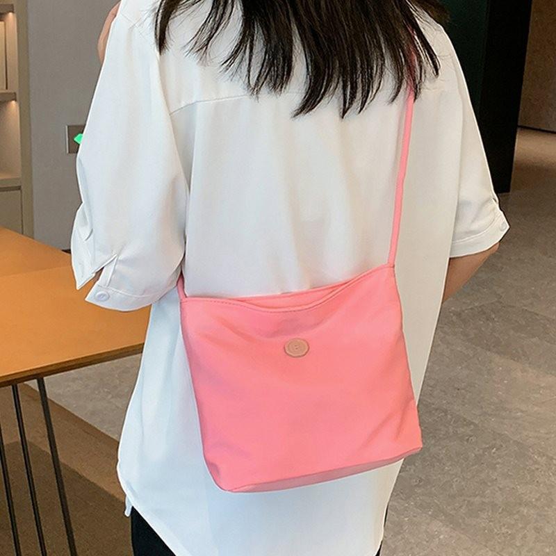 Versatile Minimalist Shoulder Bags For Women Soft Nylon Fabric In Elegant Pink And Black