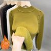 Women's Fashion Half High Collar Plush Sweater Autumn Winter Long Sleeve Thick Warm Pullovers Casual Solid Fleece Tops