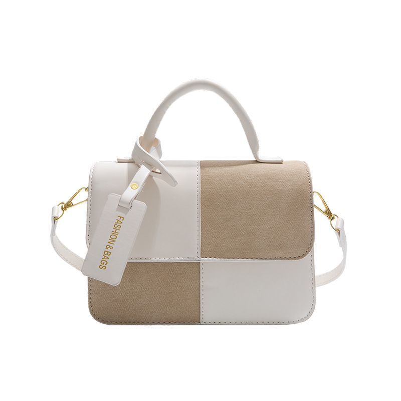 Bag Women's Retro 2025 New Niche Design Splicing Fashion Portable Small Square Bag Premium Shoulder Crossbody Bag