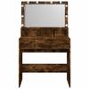 Makeup Vanity with LED Lighting Smoked Oak Finish 80 X 41 X 134.5 Cm