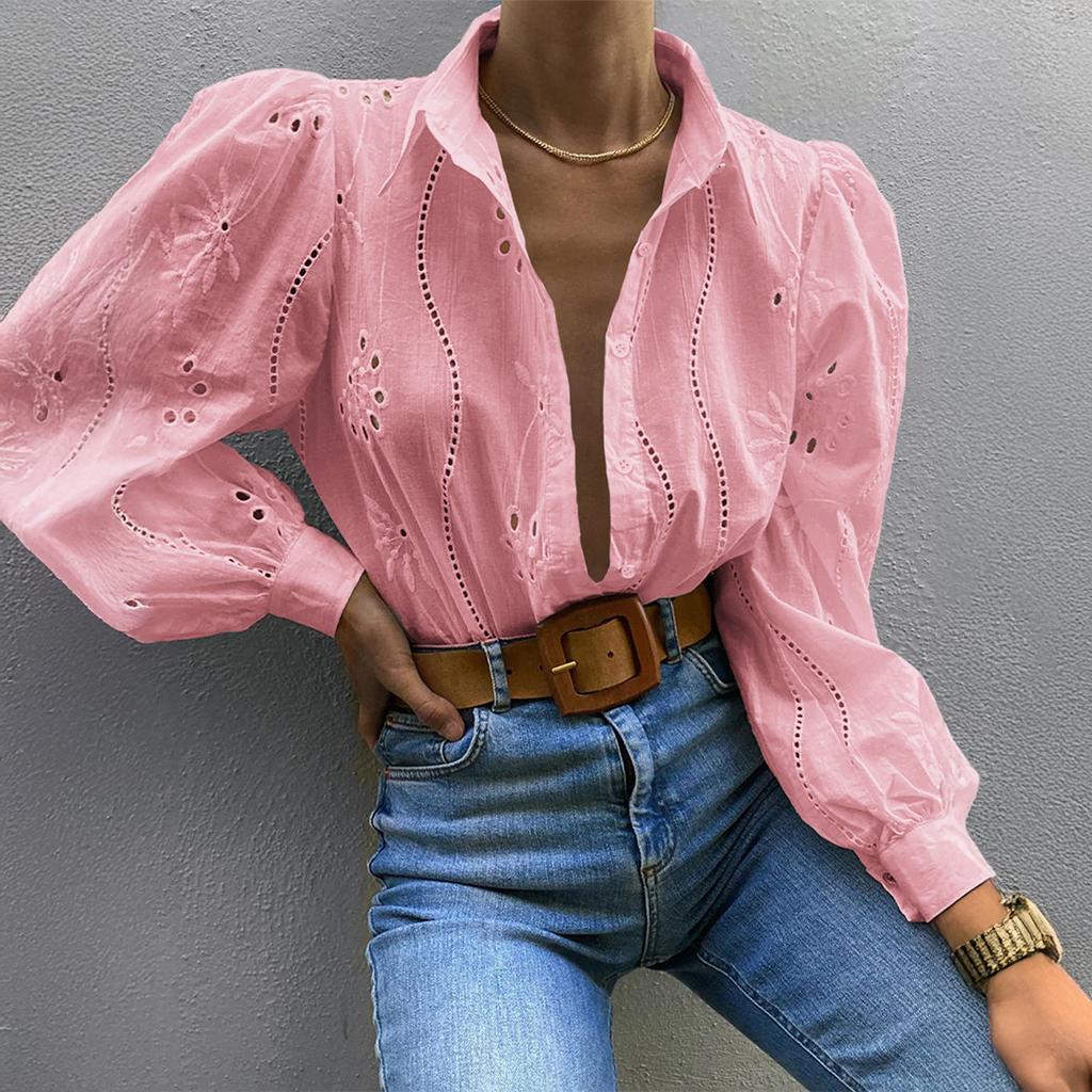 Lässige Urlaubsmode Hohlgestrickte Langarm-Cardigan-Bluse für Damen 2025 Herbst und Winter