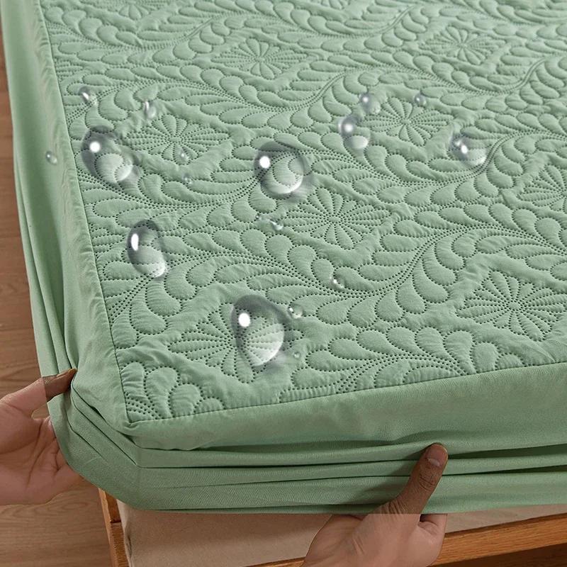 Waterproof Fitted Sheet Quilted Mattress Cover Mattress Protector for Old Child Twin Full Quuen King Size (No Pillowcase)