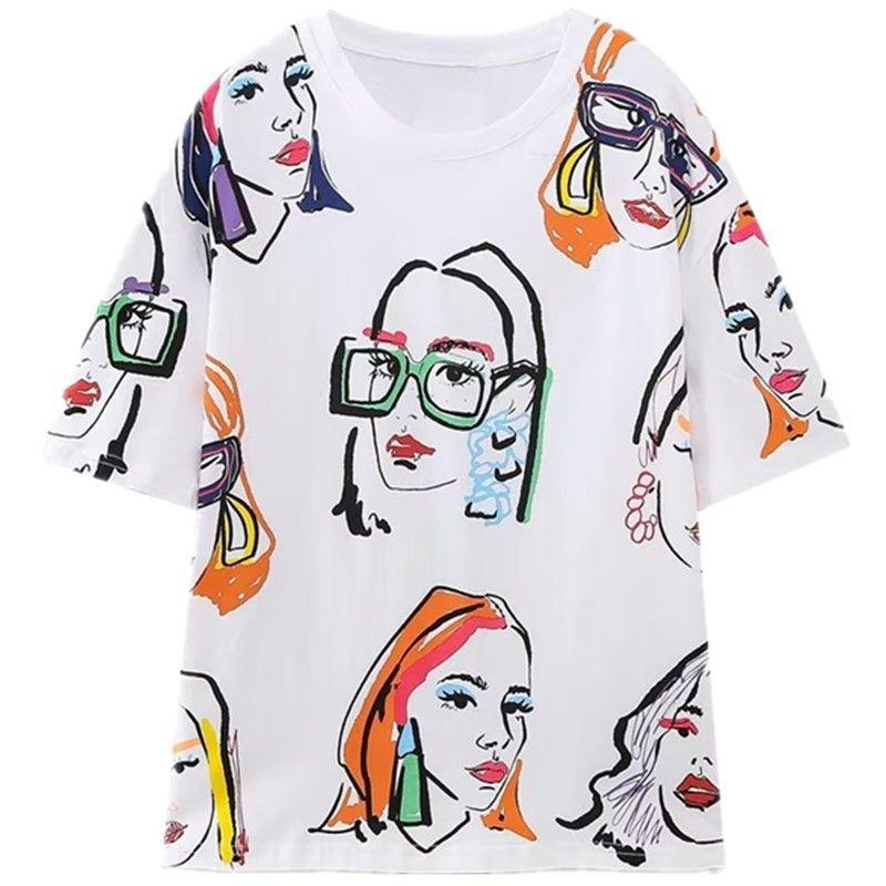 Fashion Style Summer New Arrival Fashion Trend Women's Velvet Girl Print T-shirt 1131346 250