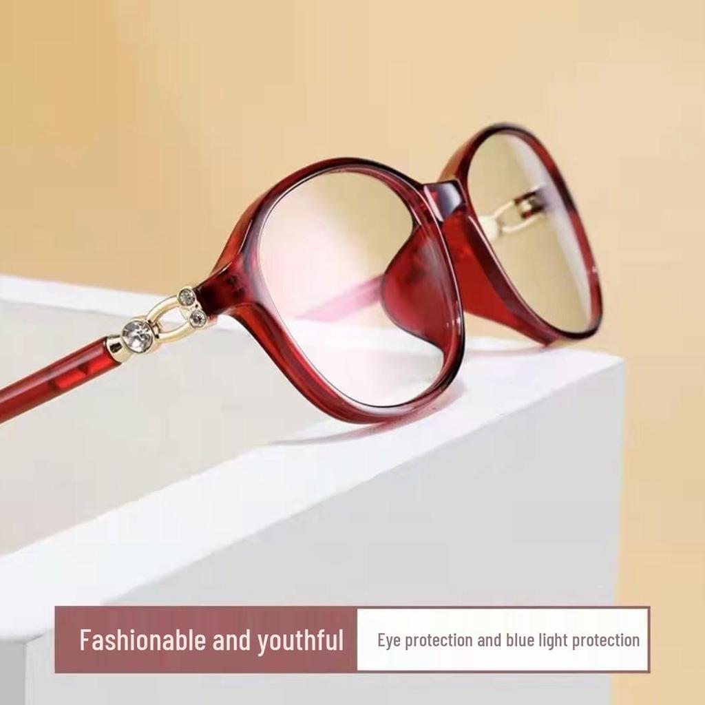 Elegant Diamond-Studded Anti-Blue Light Reading Glasses for Women - Ultra-Light, High-Definition Frames (Model 1907)
