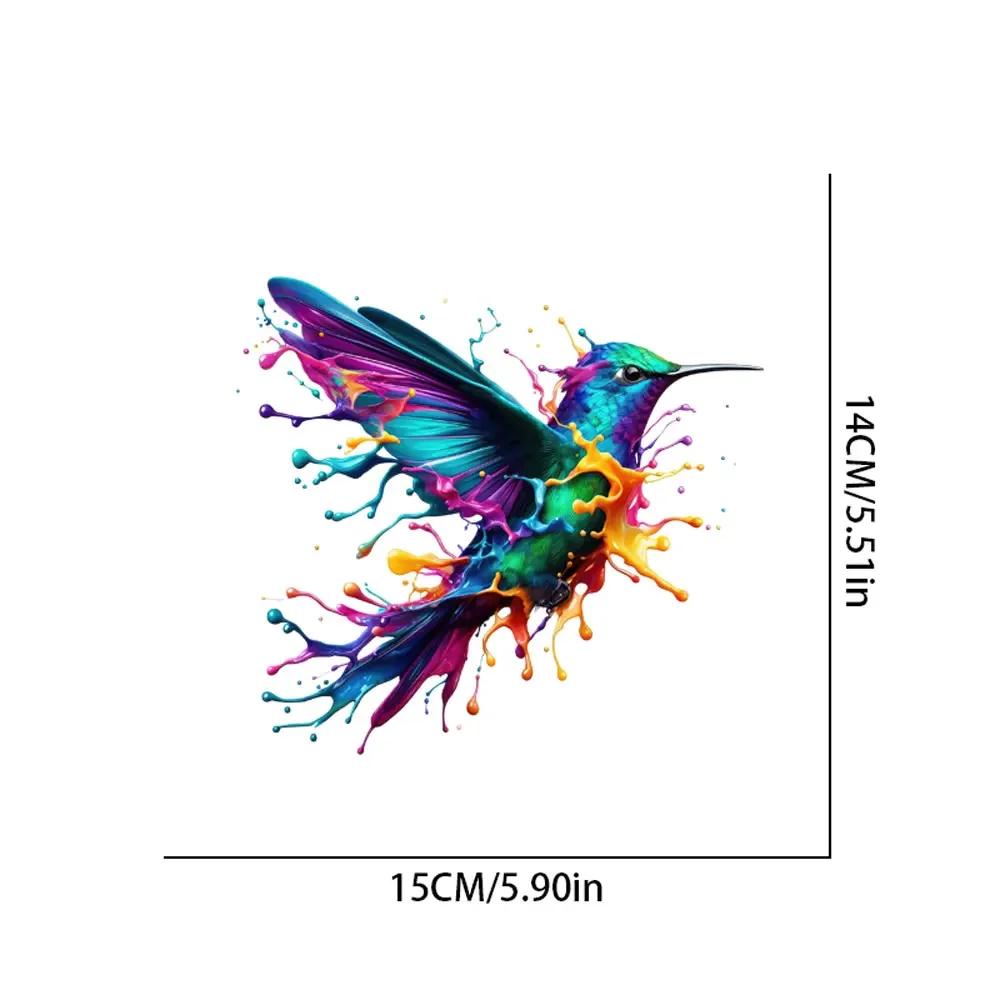 

Dopamine Colorful Hummingbird Car Decals Body Auto Rear Triangle Window Trunk Bumper Decals Creative Ornament width 15CM