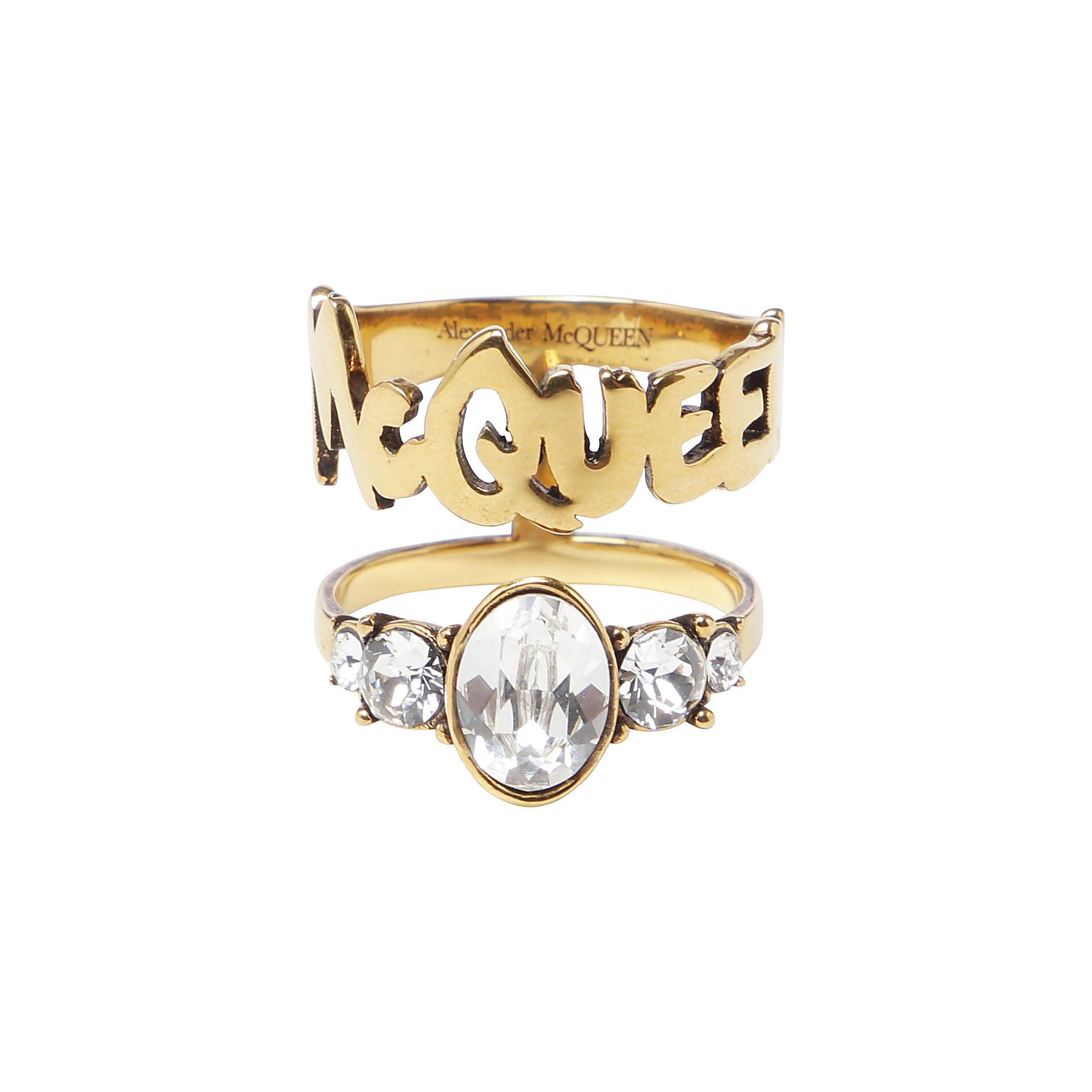 Alexander McQueen Double Circle Letter Brass Ring Women jewelry Gold 710498J160T7114 13