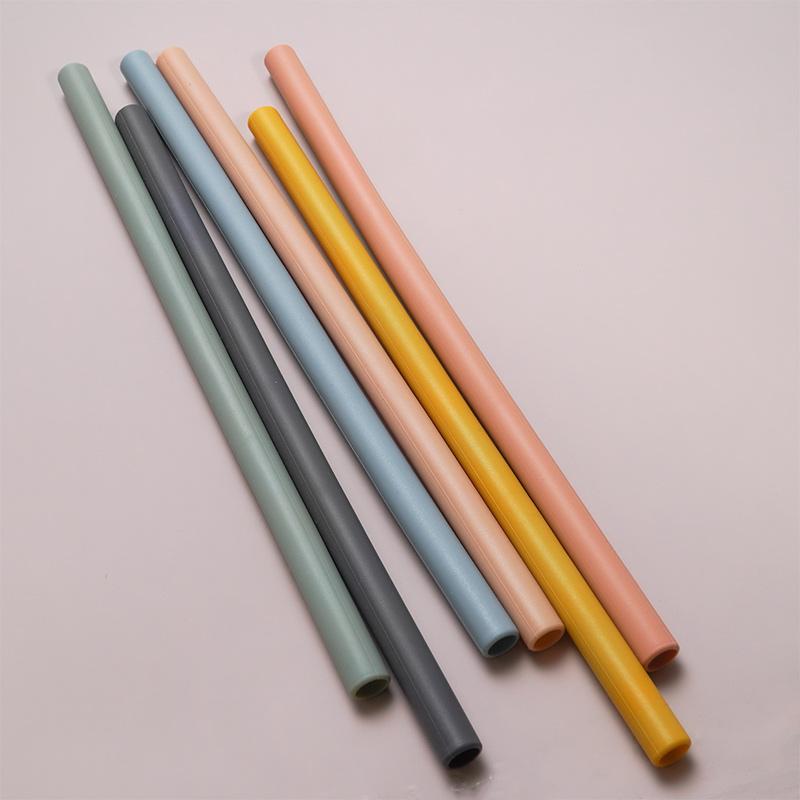 Baby Feeding Solid Color Reusable Silicone Straws Baby Food Grade Flexible Bent Straight Drinking Cup Straws Children Party Bar